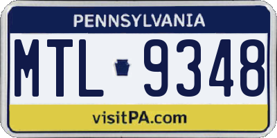 PA license plate MTL9348