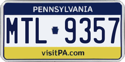 PA license plate MTL9357