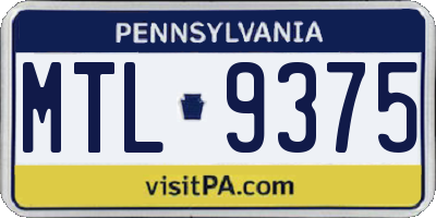 PA license plate MTL9375