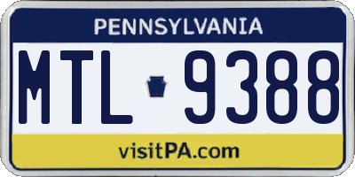PA license plate MTL9388