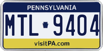 PA license plate MTL9404