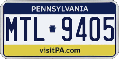 PA license plate MTL9405