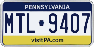PA license plate MTL9407