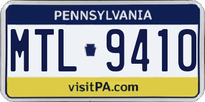 PA license plate MTL9410