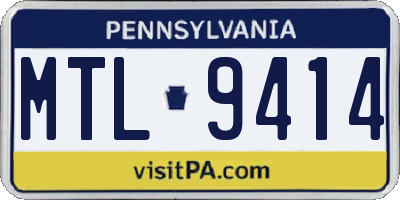PA license plate MTL9414