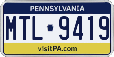 PA license plate MTL9419