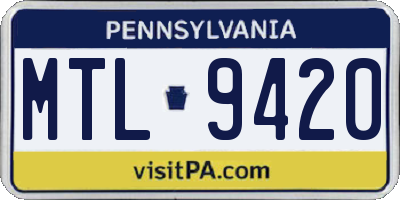PA license plate MTL9420