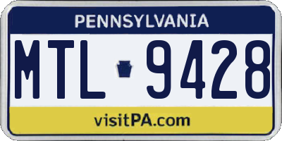 PA license plate MTL9428