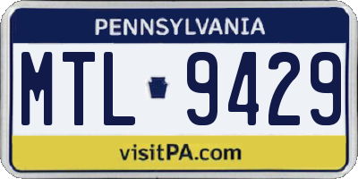 PA license plate MTL9429