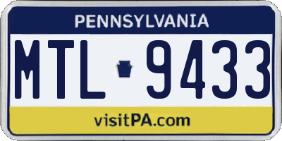 PA license plate MTL9433