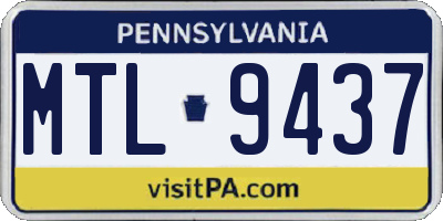 PA license plate MTL9437