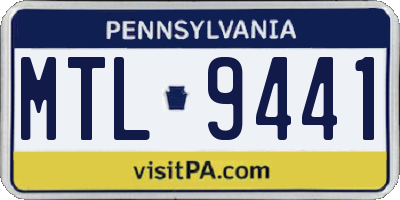 PA license plate MTL9441