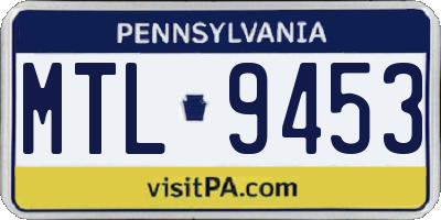 PA license plate MTL9453