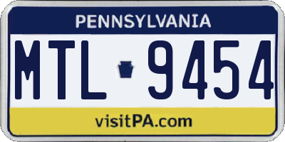 PA license plate MTL9454