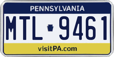 PA license plate MTL9461