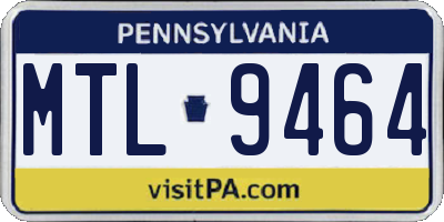PA license plate MTL9464