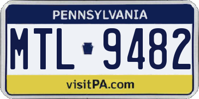 PA license plate MTL9482