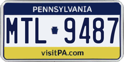 PA license plate MTL9487