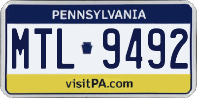 PA license plate MTL9492