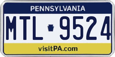 PA license plate MTL9524