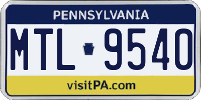 PA license plate MTL9540