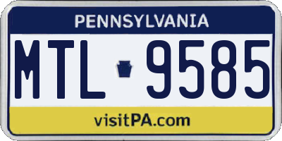 PA license plate MTL9585