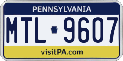 PA license plate MTL9607