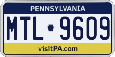 PA license plate MTL9609