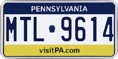 PA license plate MTL9614
