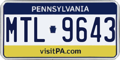 PA license plate MTL9643