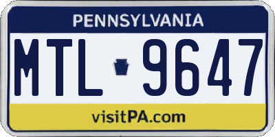 PA license plate MTL9647