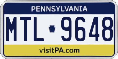 PA license plate MTL9648