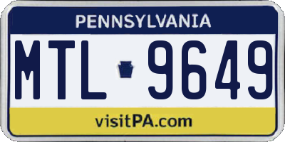 PA license plate MTL9649