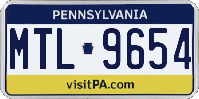 PA license plate MTL9654