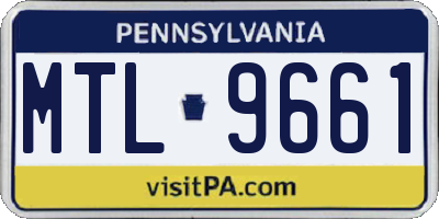 PA license plate MTL9661