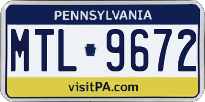 PA license plate MTL9672