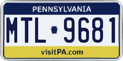 PA license plate MTL9681