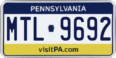 PA license plate MTL9692