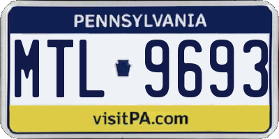 PA license plate MTL9693