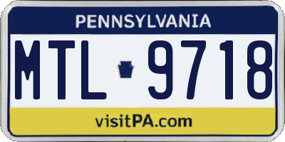 PA license plate MTL9718