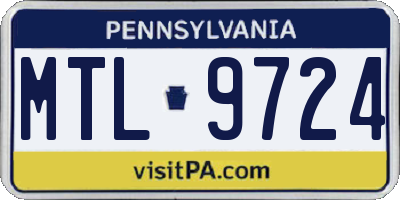 PA license plate MTL9724