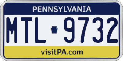 PA license plate MTL9732