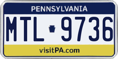 PA license plate MTL9736