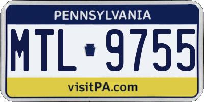 PA license plate MTL9755