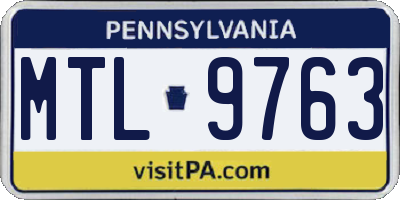 PA license plate MTL9763