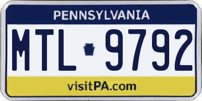 PA license plate MTL9792