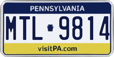 PA license plate MTL9814