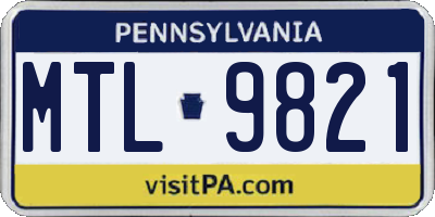 PA license plate MTL9821
