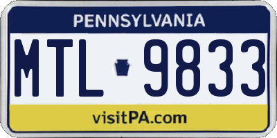 PA license plate MTL9833