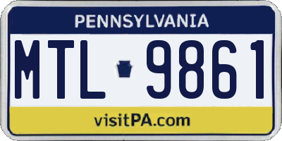 PA license plate MTL9861